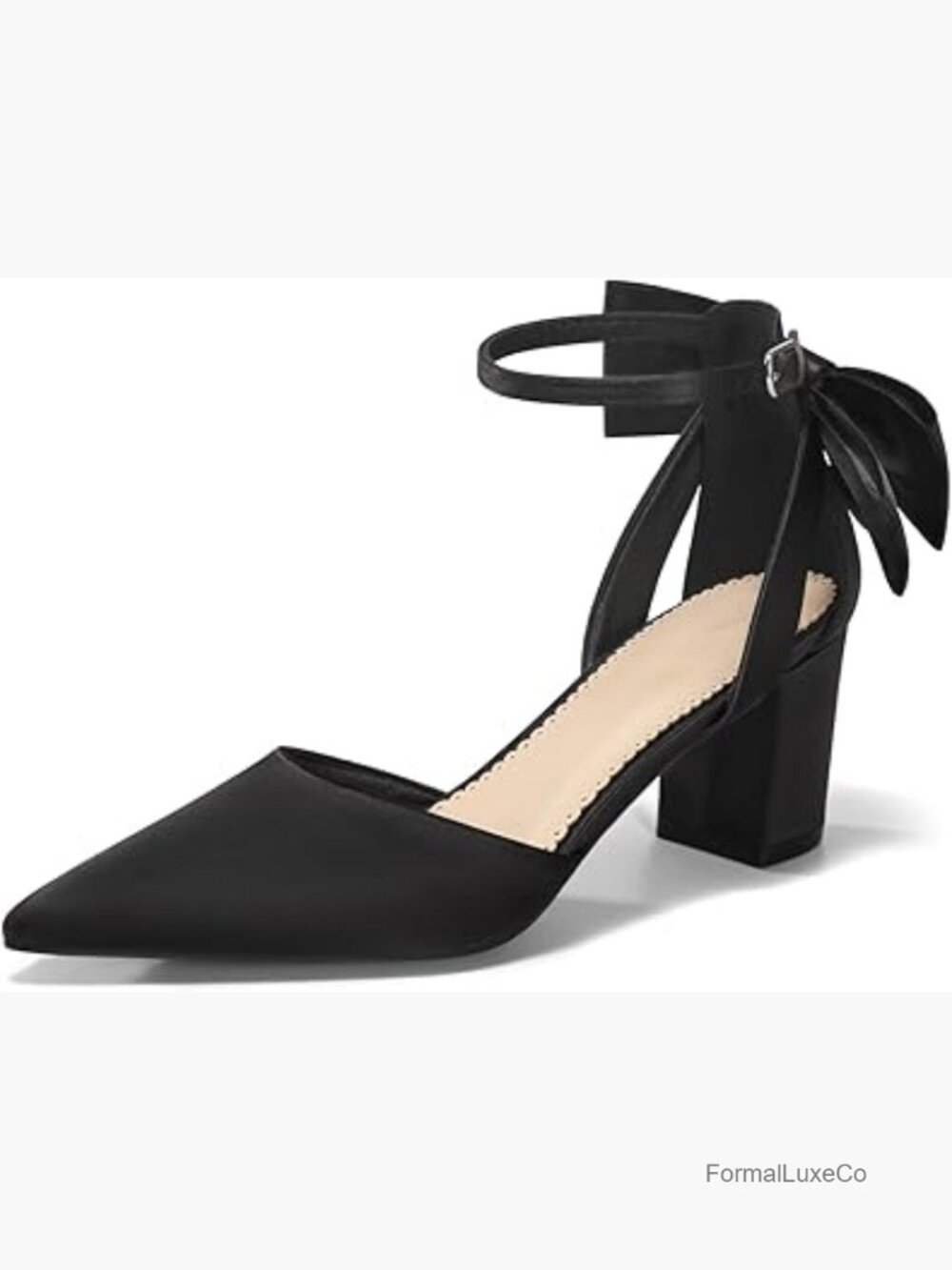Chunky Heels Ankle Strap Pointed Toe Pumps